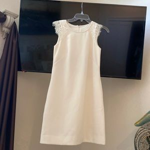 Women’s Dress Cream with lace on sleeve cute pockets